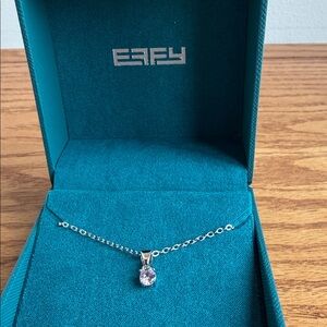 Effy Elegant Silver 18” Necklace with Pink Round Crystal Pendant.